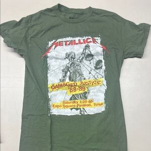 Metallica Olive Green Short Sleeve Tee with Vintage Graphic